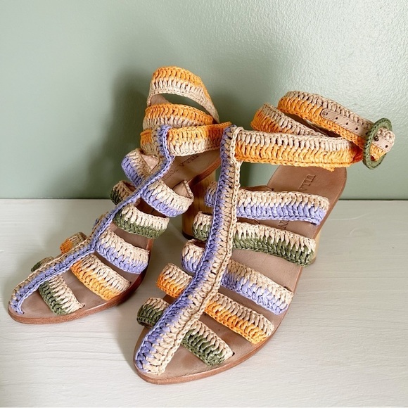 Ulla Johnson Katya Pastel Colorful Wrap Around Ankle Heel - Picture 2 of 5